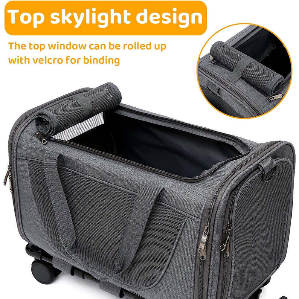 Airline Rolling Cat Travel Carrier - CatGlamour.com - Cat Travel Carriers With Insulated Designs