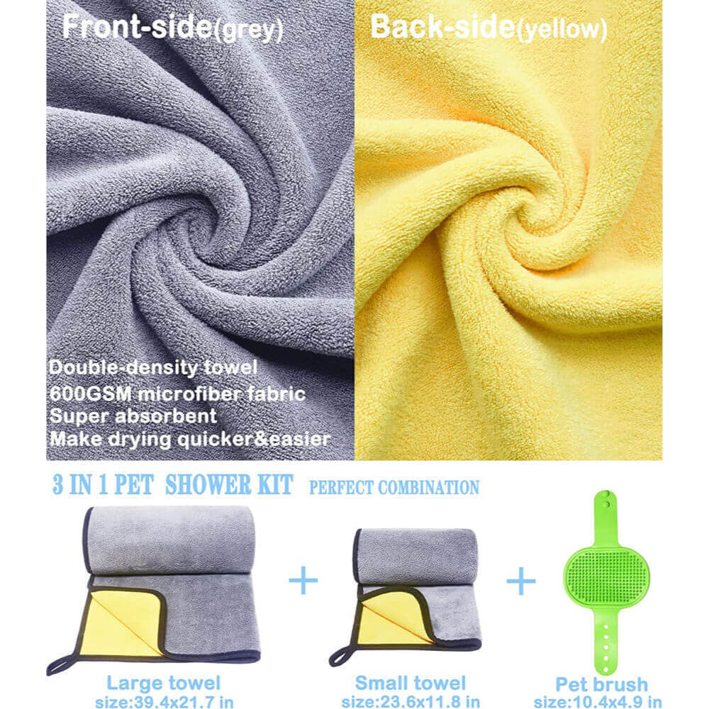 Ultra Soft Double Density Cat Drying Bath Towel (3In1 Kit
