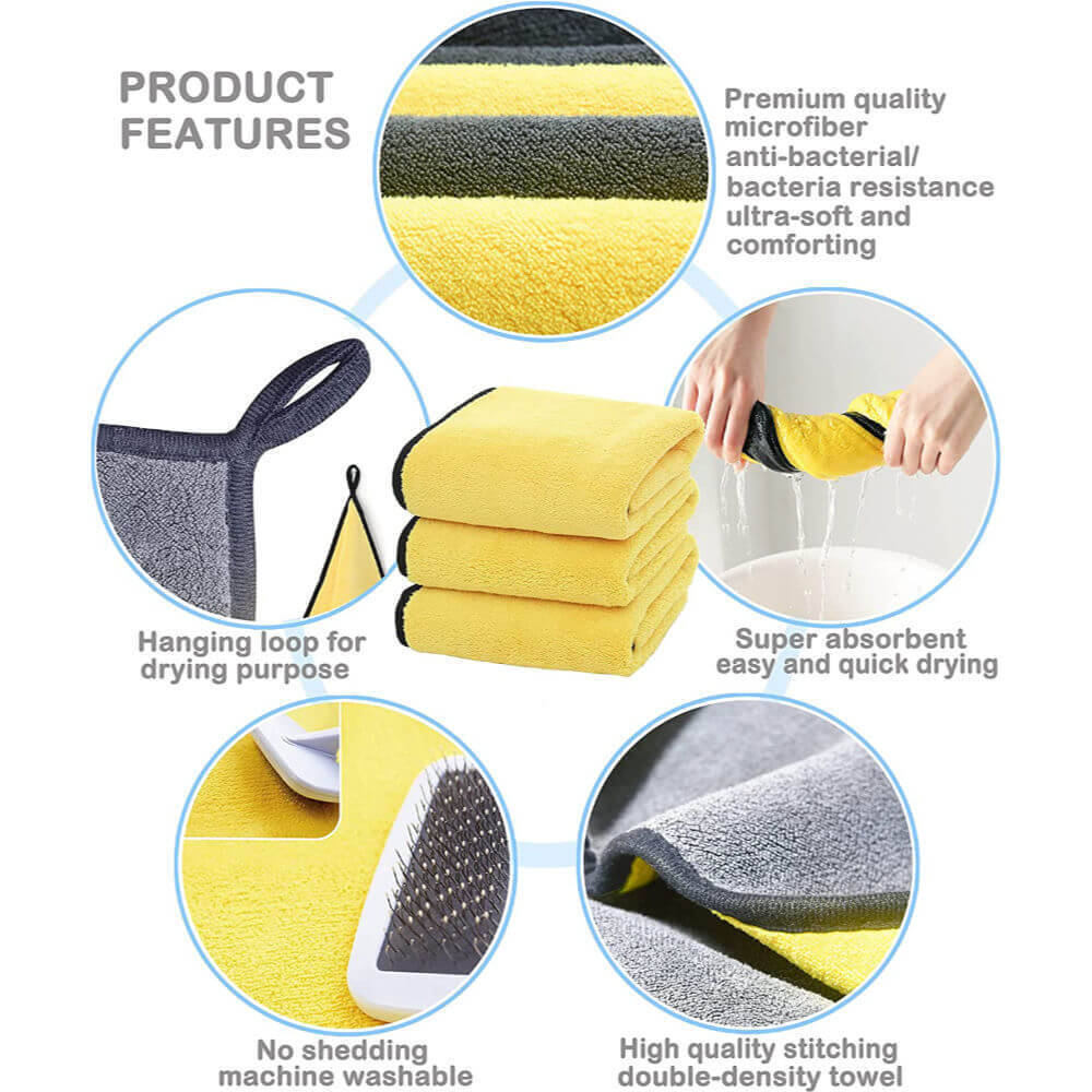 Ultra Soft Double Density Cat Drying Bath Towel (3In1 Kit