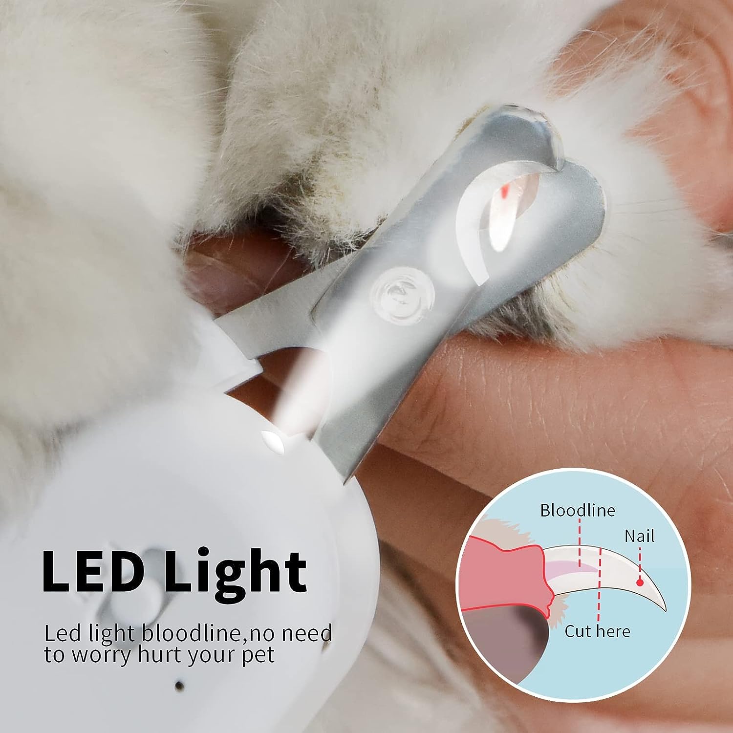 High Precision LEDIlluminated Cat Nail Clipper With UV Detection