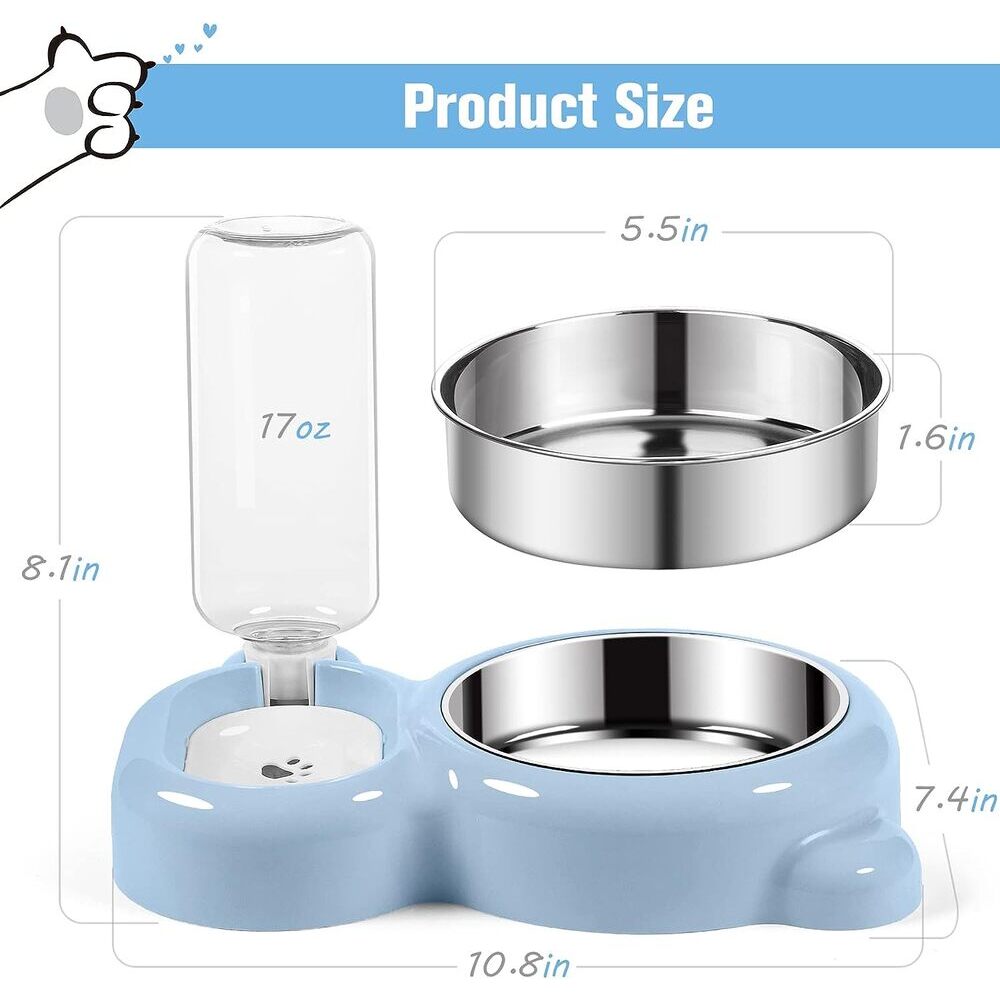 DualAction Cat Bowl & Water Dispenser Set