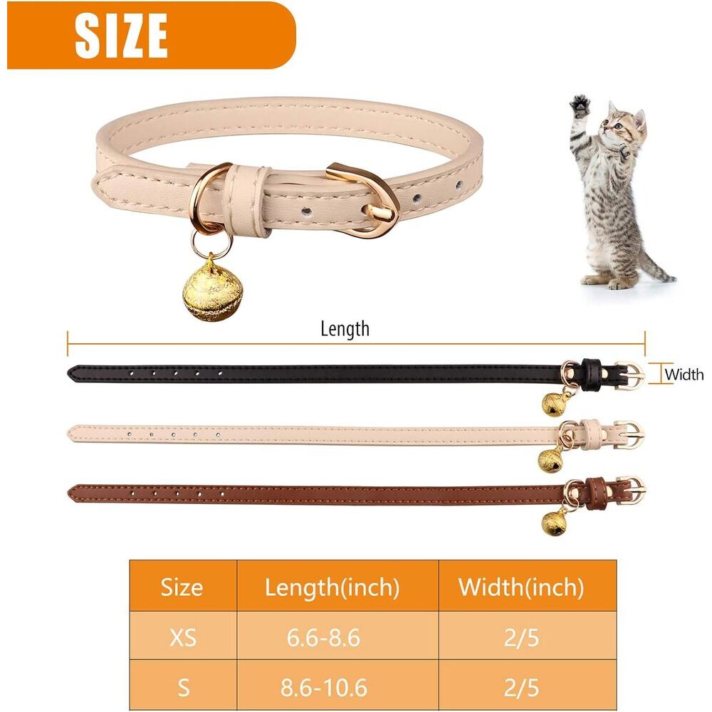 Charming Leather Cat Collar with Bells (3Pack)