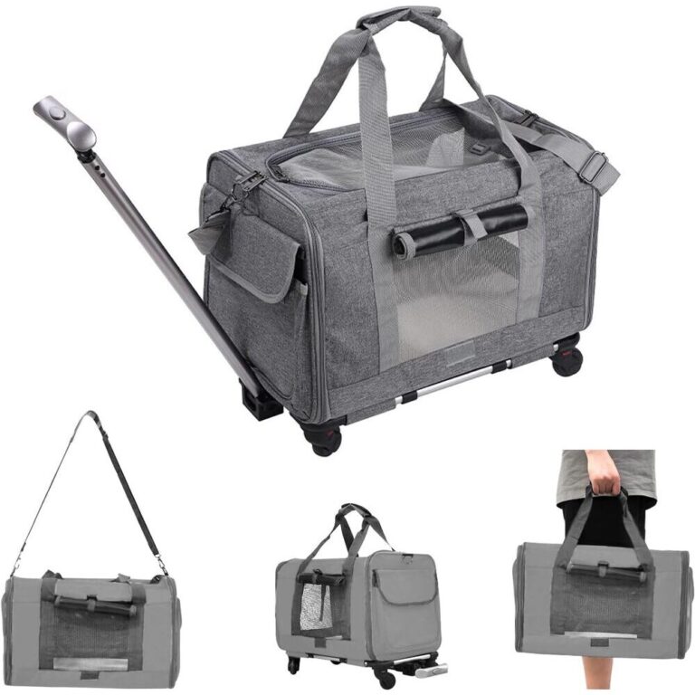 Airline Approved Rolling Cat Carrier With Telescopic Handle 