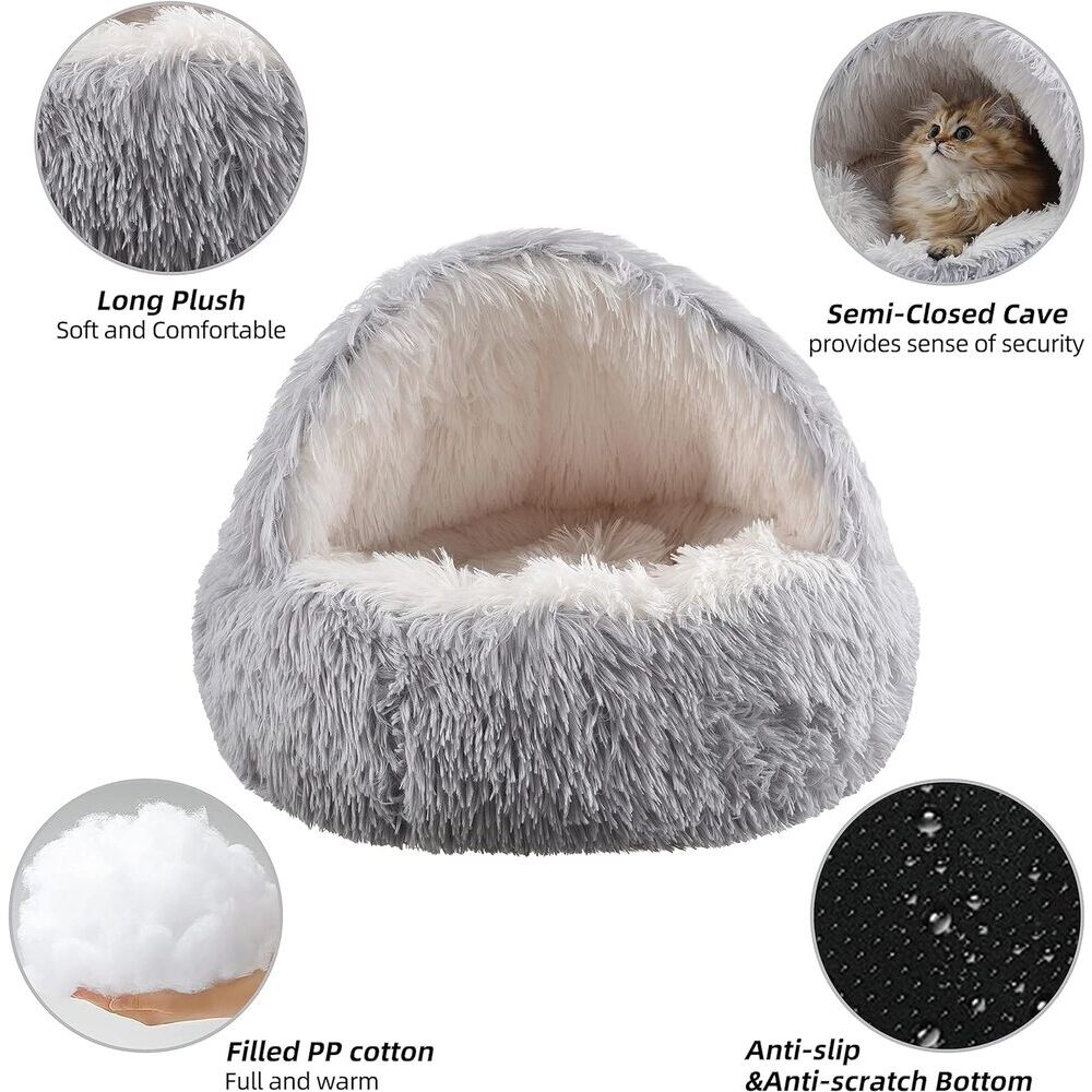 Elegant Fluffy Self-Warming Cat bed - CatGlamour.com