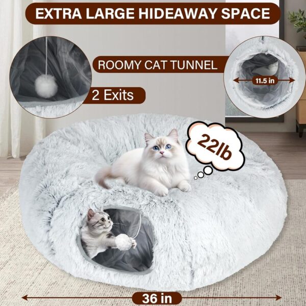 Fluffy Tunnel Cat Bed-03 WhiskerHollow – Plush Cat Tunnel Hideaway