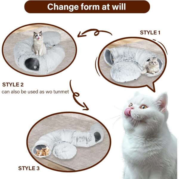 Fluffy Tunnel Cat Bed-06 WhiskerHollow – Plush Cat Tunnel Hideaway
