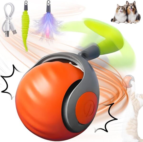 orange Speedy Smart Rechargeable Interactive Cat Toy