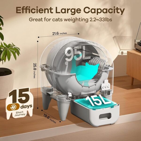 Smart Self-Cleaning Litter Box for Cats – 95L Large, App-Connected, Safe & Odorless