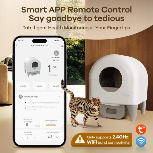 Smart Self-Cleaning Litter Box for Cats – 95L Large, App-Connected, Safe & Odorless