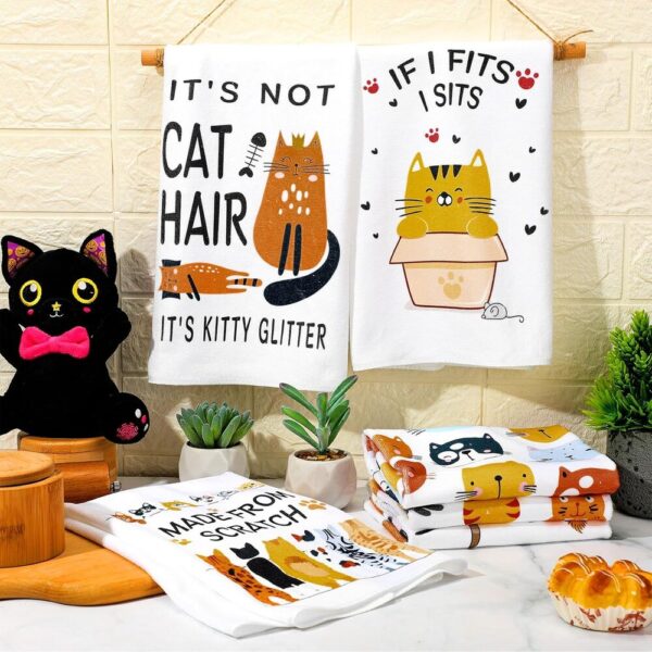Funny & Adorable Cat Kitchen Towels-03 Funny & Adorable Cat Kitchen Towels — 6-Piece Set