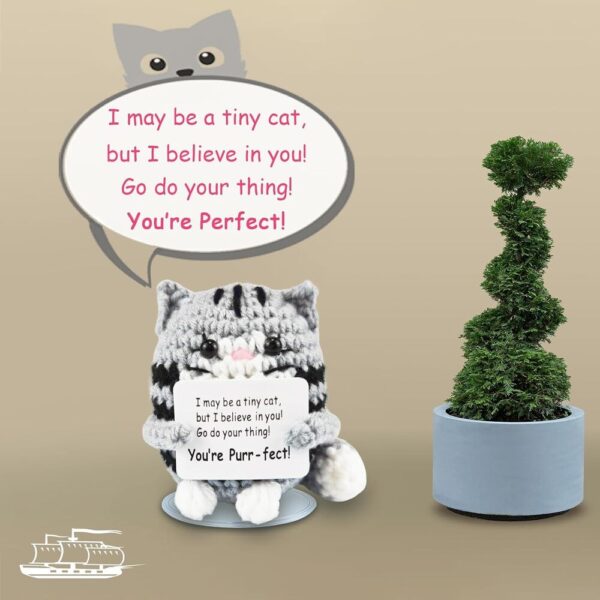 Handmade Mini Positive Crochet Cat-02 Handmade Mini Positive Crochet Cat