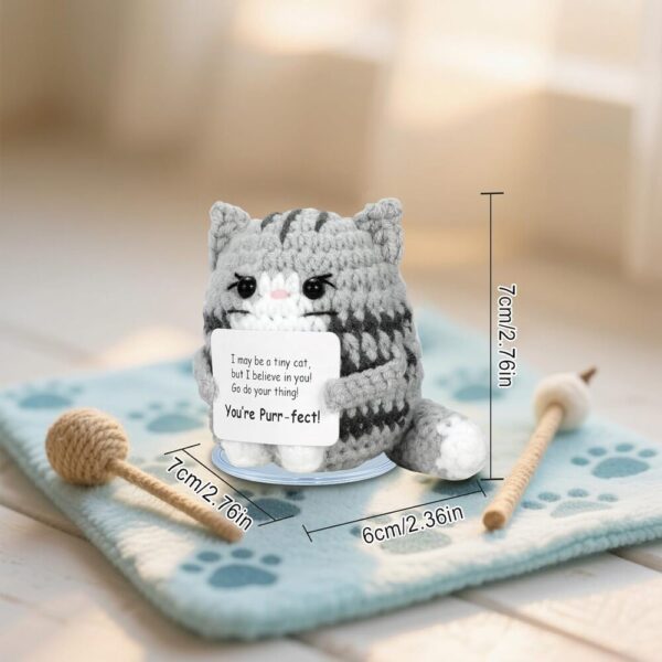 Handmade Mini Positive Crochet Cat-04 Handmade Mini Positive Crochet Cat